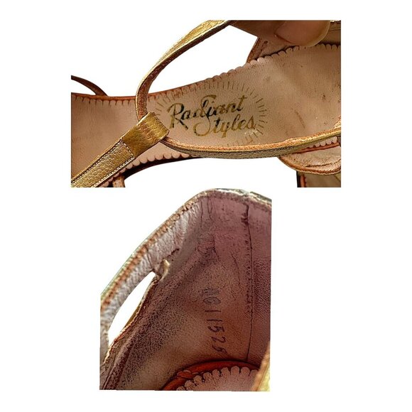 Vintage 1940s Gold T-Strap Flapper Heels by Radiant Styles – Mid Century Glamour - Picture 10 of 14